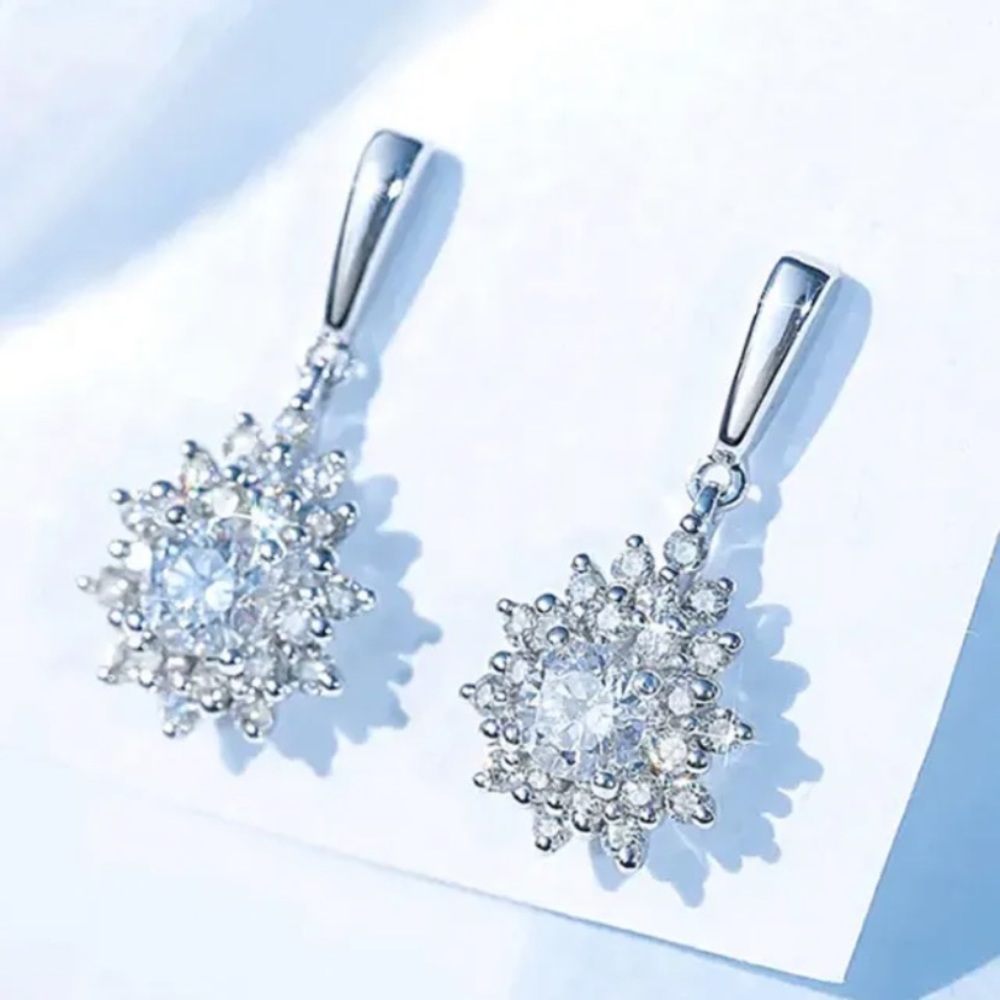 Elegant 925 Silver Cubic Zirconia Drop Earrings